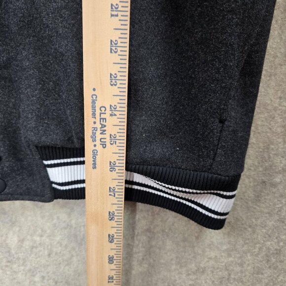 George Mens XL Varsity Jacket Black & White Striped Collar Polyester - Picture 7 of 8